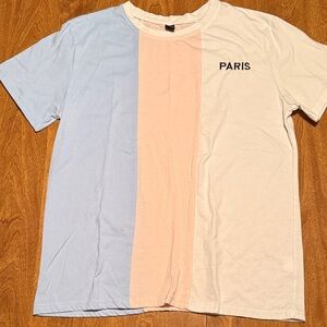 Colorblock T-Shirt with Paris Print